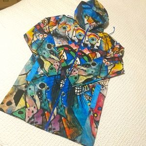 NWOT Hermitage Impressionism Windbreaker Rain Coat , size S